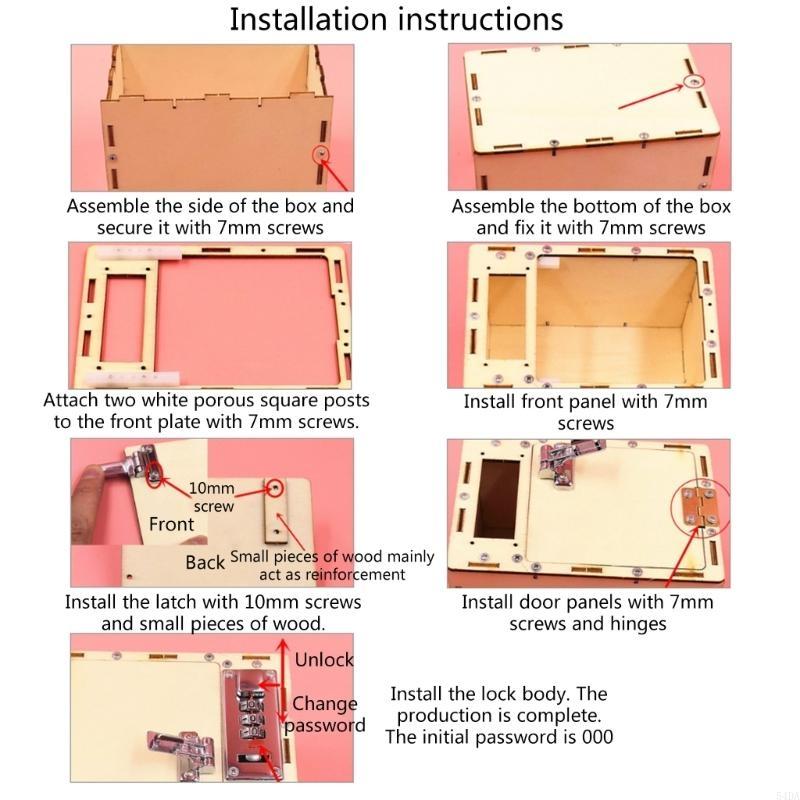 Science Project Toys Making - 54DA DIY Strongbox ทำชุดโครงการวิทยาศาสตร์สำหรับเด็กโรงเรียนประถมศึกษาและมัธยมศึกษาอาคารไม้ของเล่น Cryptex Stem